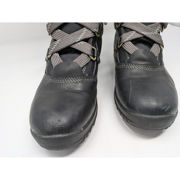 Timberland Mount Hope Boots Women's Size 8 Black Leather Faux Fur Lace Up Winter - Picture 6 of 10